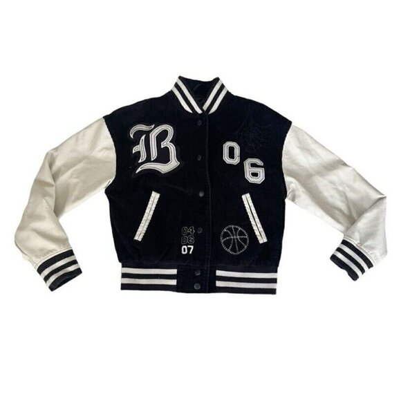 Urban Outfitters BDG Black Embroidered Corduroy Torrence Varsity Jacket Sz XS - Picture 13 of 13